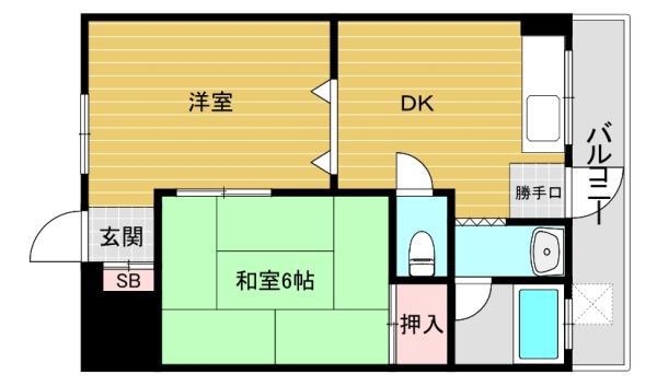 プレアール長居公園II(2DK/1階)の間取り写真