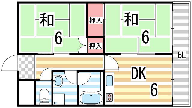 コーポ泰山灰塚(2DK/3階)の間取り写真
