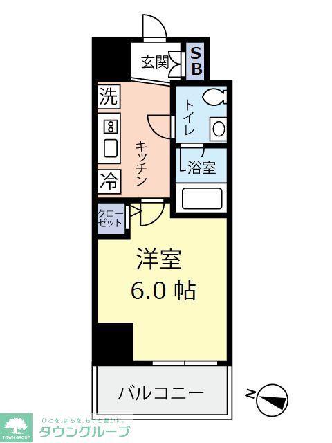 グランヴァンプレミアム川口(1K/6階)の間取り写真