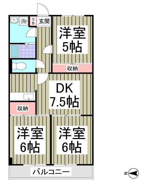 神谷ビル(3DK/3階)の間取り写真