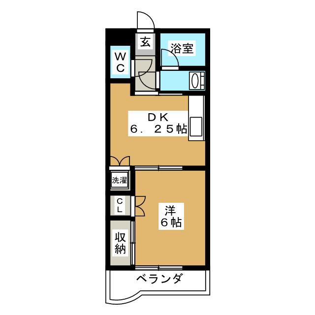 ピアハイツ(1DK/2階)の間取り写真