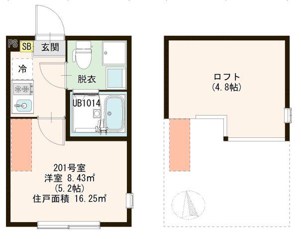 ATELIER M 堀切菖蒲園(1K/2階)の間取り写真