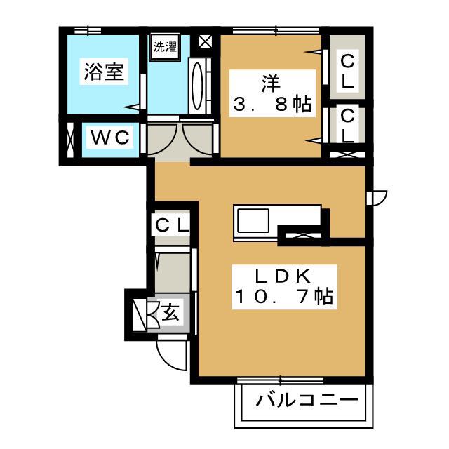 ルミエール・K(1LDK/1階)の間取り写真