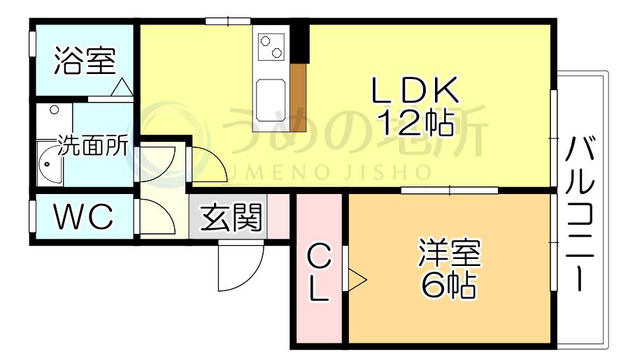 ハウスフリーデIII(1LDK/2階)の間取り写真