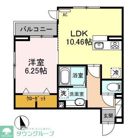 メゾン・アサヒ(1LDK/3階)の間取り写真