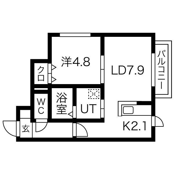 アウローラ(1LDK/2階)の間取り写真