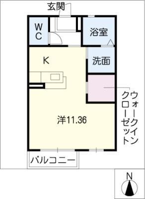フルブライト(ワンルーム/1階)の間取り写真