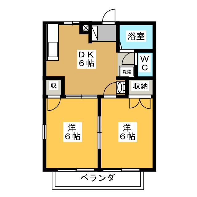 バイオレットハイム(2DK/1階)の間取り写真