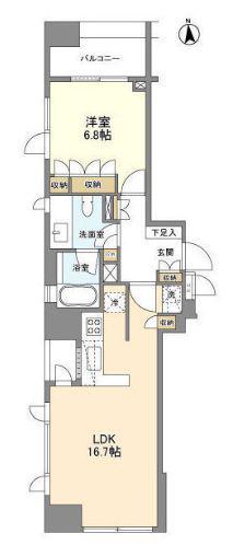 LASANTE 麻布十番(1LDK/16階)の間取り写真