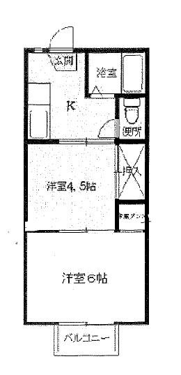 サウスサイド(2K/1階)の間取り写真