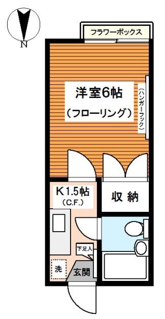 曽我マンション(1K/2階)の間取り写真