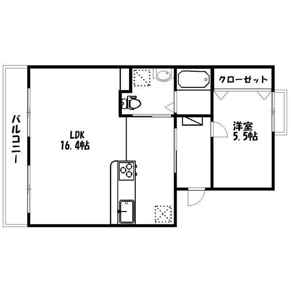 レジデンス下屋敷(1LDK/2階)の間取り写真
