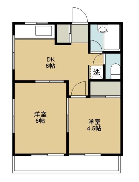 シャトー弐番館(2DK/2階)の間取り写真