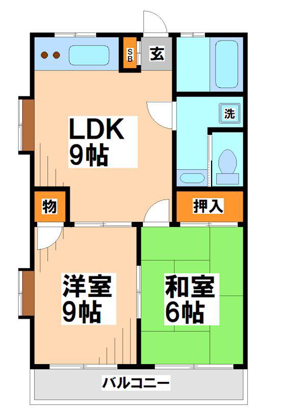 カルムハイツ(2LDK/2階)の間取り写真