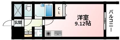 ビスタ江坂南(ワンルーム/9階)の間取り写真