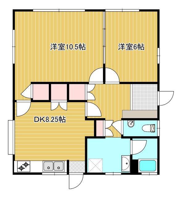 MIハウス(2DK/1階)の間取り写真