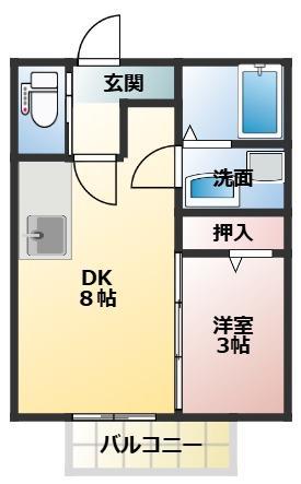 コスモIII(1DK/1階)の間取り写真