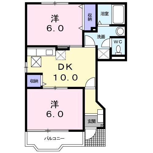 グランズ21B(2DK/1階)の間取り写真