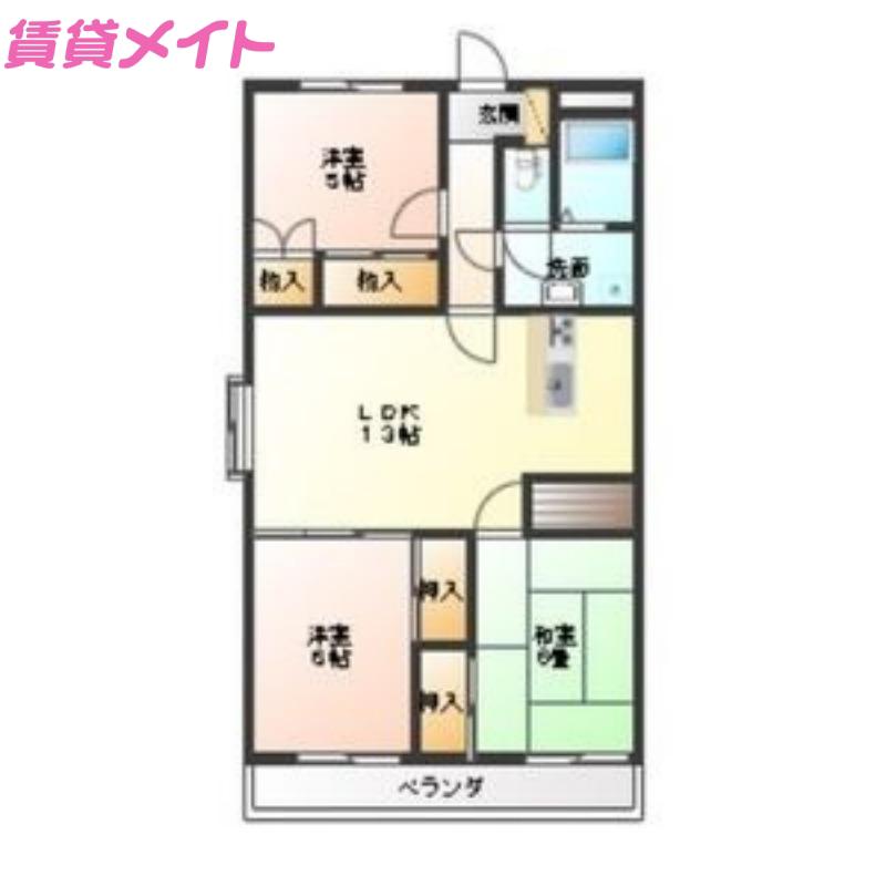 アルカディア(3LDK/1階)の間取り写真