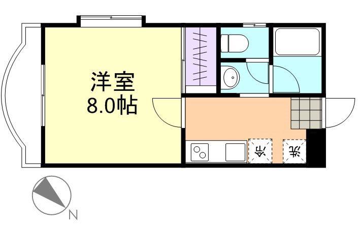 シンフォニア中央(1K/2階)の間取り写真