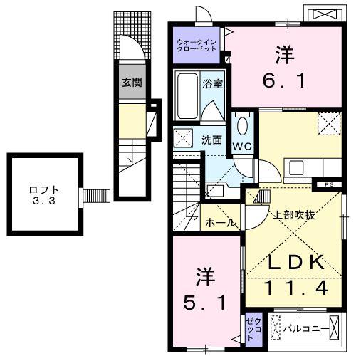 リジョイス A(2LDK/2階)の間取り写真