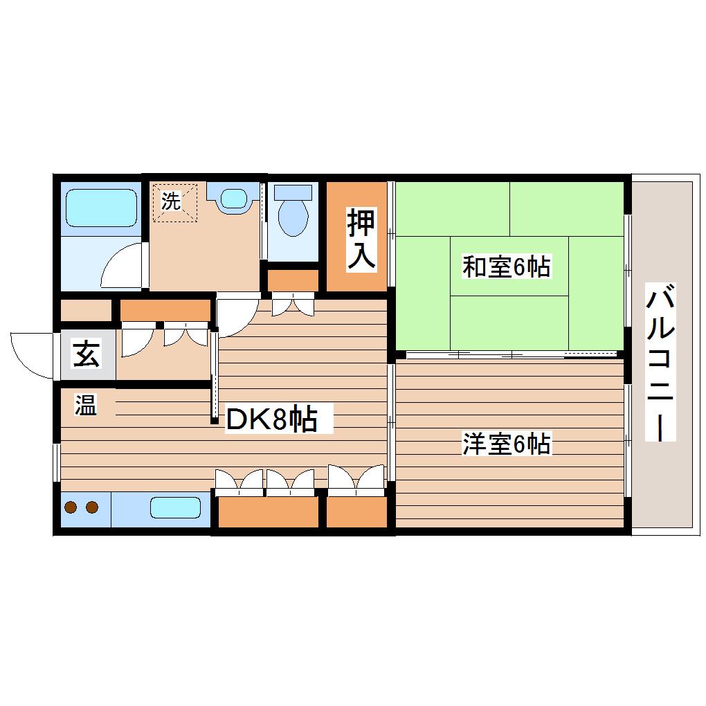 高砂シティハイツ(2DK/3階)の間取り写真