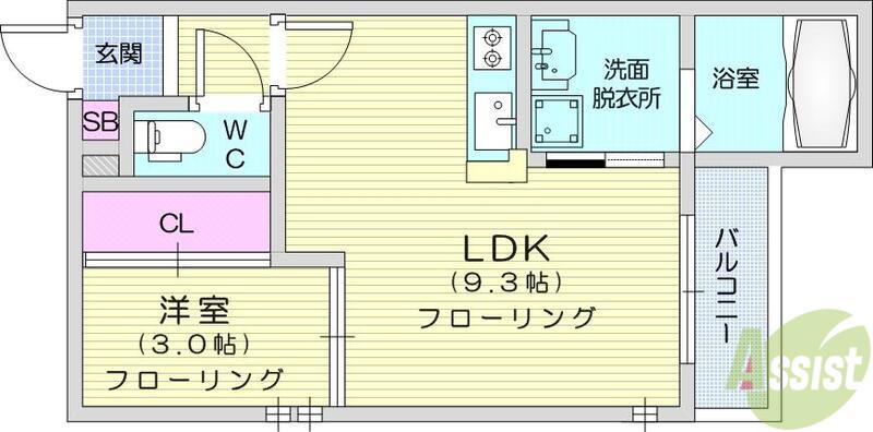 GRANDTIC薬師堂(1LDK/1階)の間取り写真