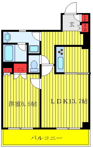 グローリオタワー巣鴨(1LDK/2階)の間取り写真