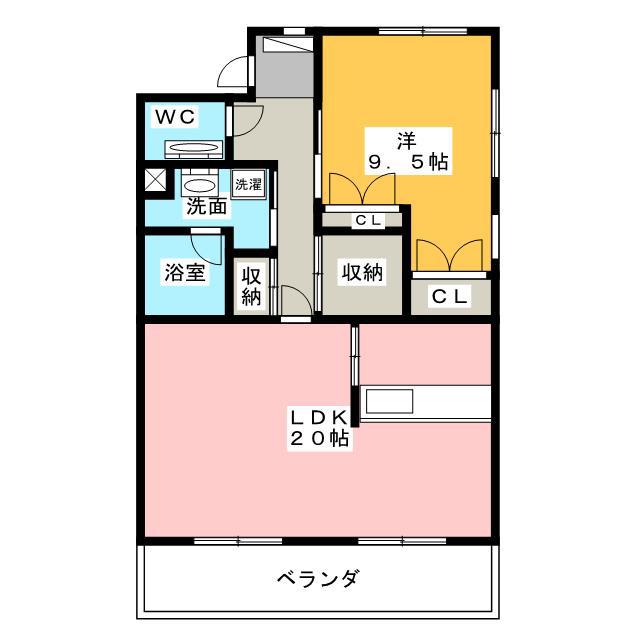 シエスタ海老塚(1LDK/3階)の間取り写真