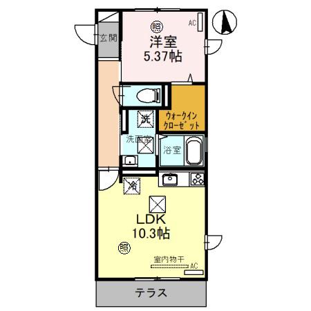 ウエスト ポート(1LDK/1階)の間取り写真