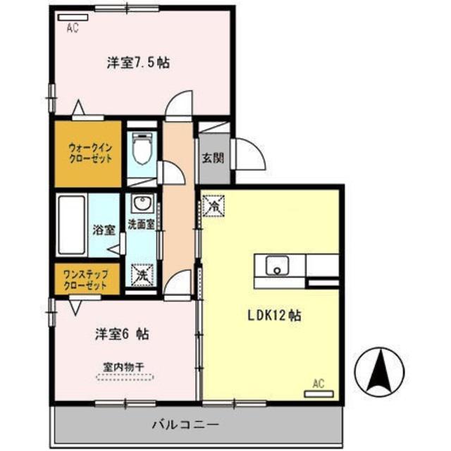 グランフィールド重根(2LDK/2階)の間取り写真