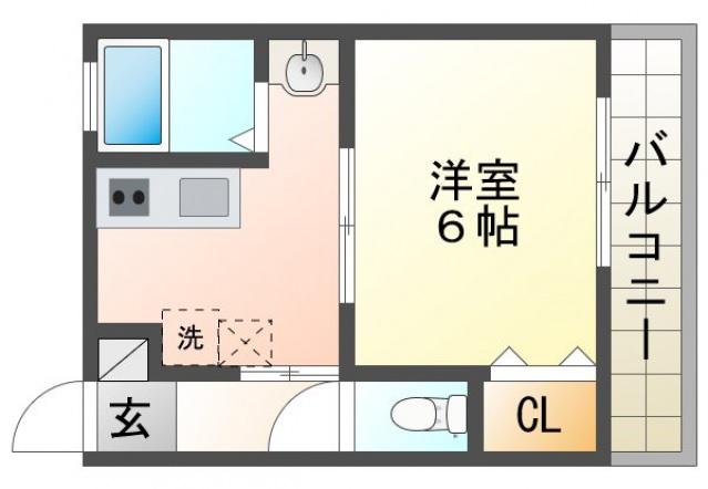 大橋第3コーポ(1DK/2階)の間取り写真