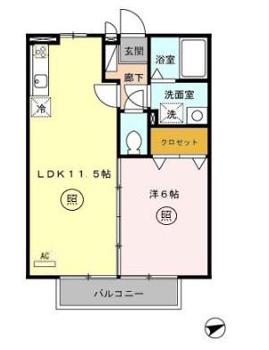 サニーコート杉本C(1LDK/2階)の間取り写真