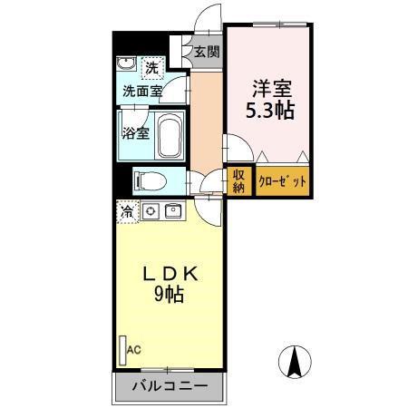 ロータス亀島(1LDK/6階)の間取り写真