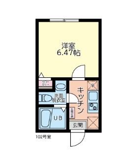 セテル新大津(1K/1階)の間取り写真