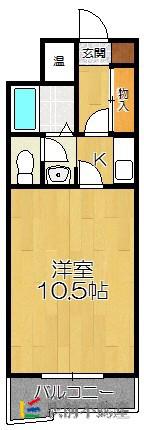 フラット21(1K/3階)の間取り写真