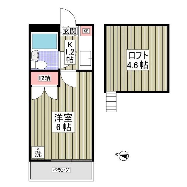 カルミア(1K/2階)の間取り写真