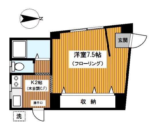 池ヶ谷ビル(1K/2階)の間取り写真