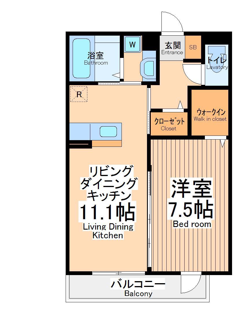 セントラルコート昭島(1LDK/1階)の間取り写真