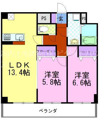 クラティオ(2LDK/1階)の間取り写真