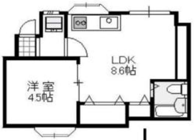 リムレス麻生(1LDK/1階)の間取り写真
