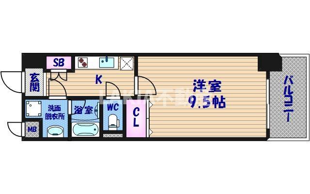 エスリード長堀タワー(1K/10階)の間取り写真