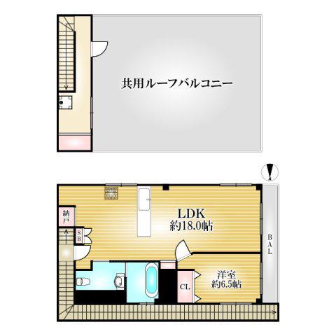 日暮通4丁目マンション(1LDK/2階)の間取り写真