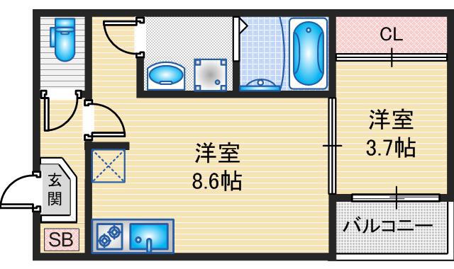 ハーモニーテラス鳴海町III(1LDK/3階)の間取り写真