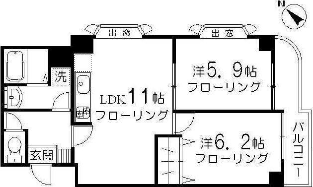 オーベルジュ三宿(2LDK/7階)の間取り写真