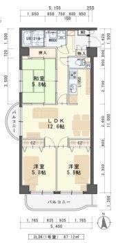 エクセレント岩沼(3LDK/4階)の間取り写真
