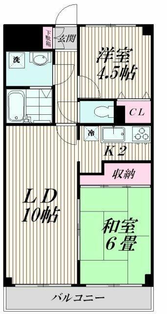 リバーサイド橋本(2LDK/1階)の間取り写真