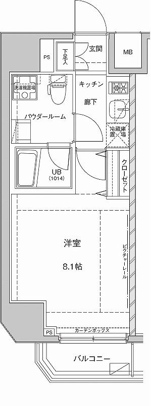 GENOVIA TOUDAIMAE GREEN VEIL(1K/2階)の間取り写真