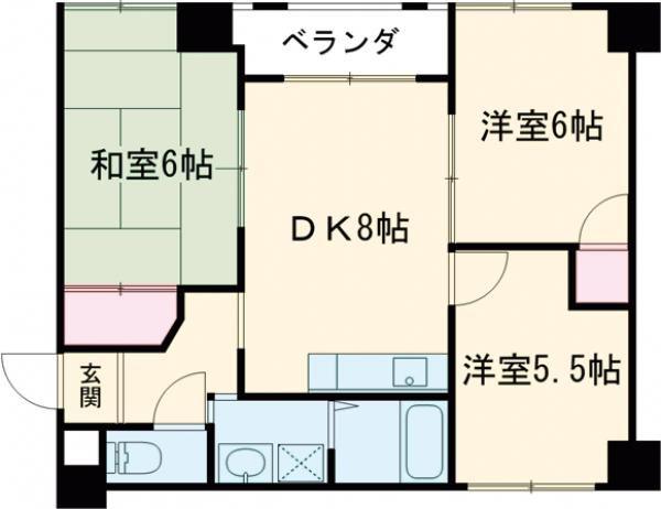 アヴニール1・2番館(3LDK/3階)の間取り写真