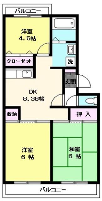 センチュリーハイツ小沢(3DK/2階)の間取り写真